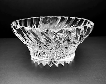 Vintage Large Crystal Bowl 9.5”, Swirl Design