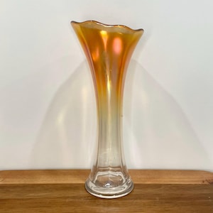 RARE Iridescent Glass Vase Marigold to Clear