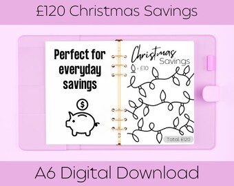 Christmas Savings Challenge UK | 120 Emergency Fund | Savings Planner/Tracker | Suitable for A6 Binder | Track & Achieve your Goals