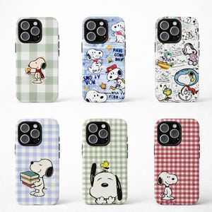 Funda protectora para teléfono con diseño de tira cómica de Snoopy