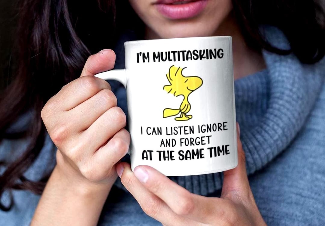 Funny Woodstock Mug – Multitasking: Listen, Ignore & Forget! -retro ...