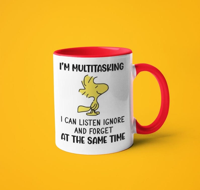Funny Woodstock Mug – Multitasking: Listen, Ignore & Forget! -retro ...