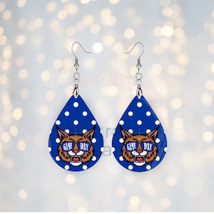 Wildcat Teardrop Earrings: Lightweight Wood Fan Accessory