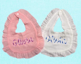 Custom Embroidered Muslin Baby Bib