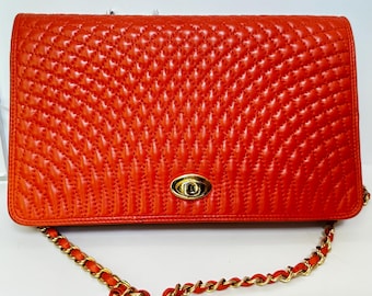 Vintage Bally Vibrant Orange Quilted Crossbody bag