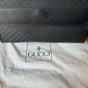 Vintage Gucci Black Jacquard Patterned Convertible Crossbody with Gucci Dustbag