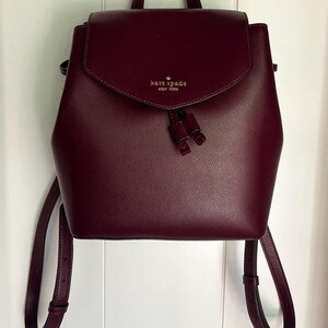 Kate Spade Maroon Leather Backpack - Etsy