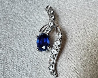 Vintage Sterling Silber Saphir Infinity Anhänger