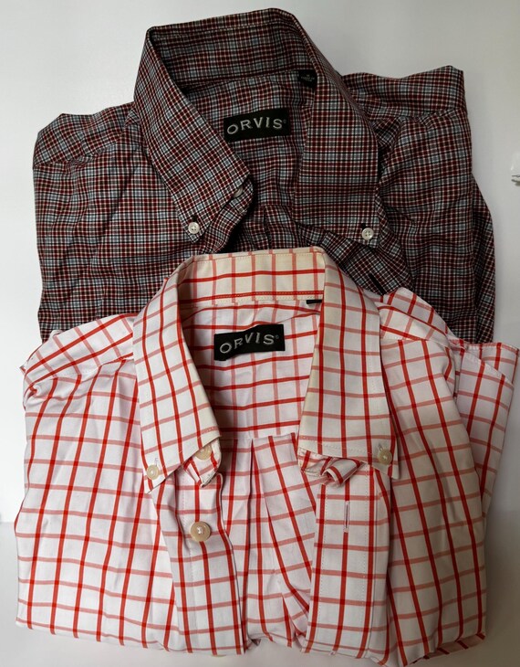 orvis men's dress shirts Set of 2 Men's Plaid Cotton Orvis Dress Shirts
