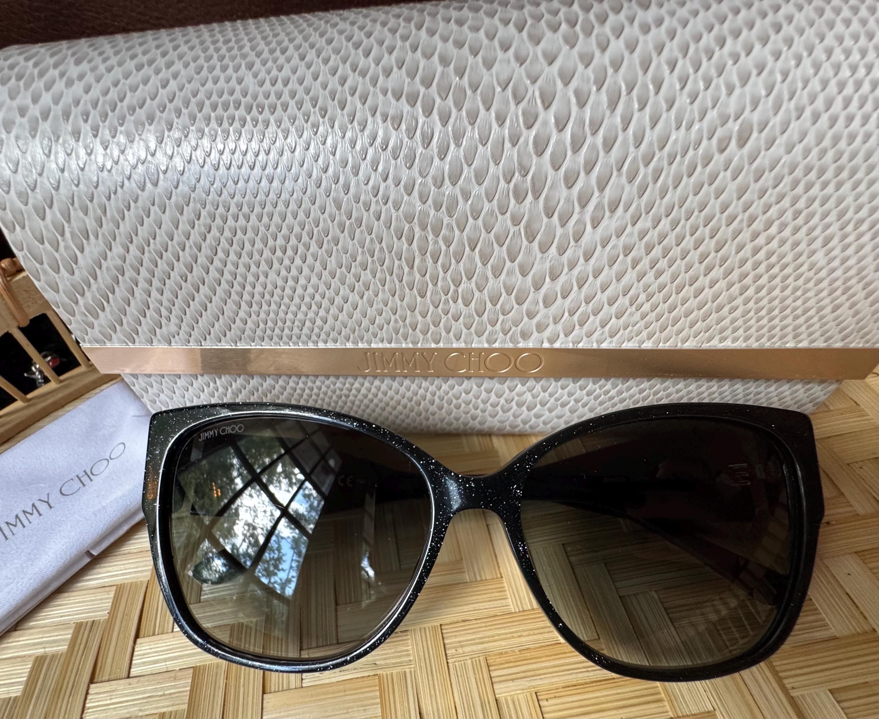 JIMMY CHOO Glittery / Black Sunglasses - BRAND NEW! Jimmy Choo Mace glitter arms sunglasses - Black|MACESAE2JL main image 2