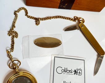 Colibri of London Kennedy Half Dollar Taschenuhr-Messer-Set (vergoldet)