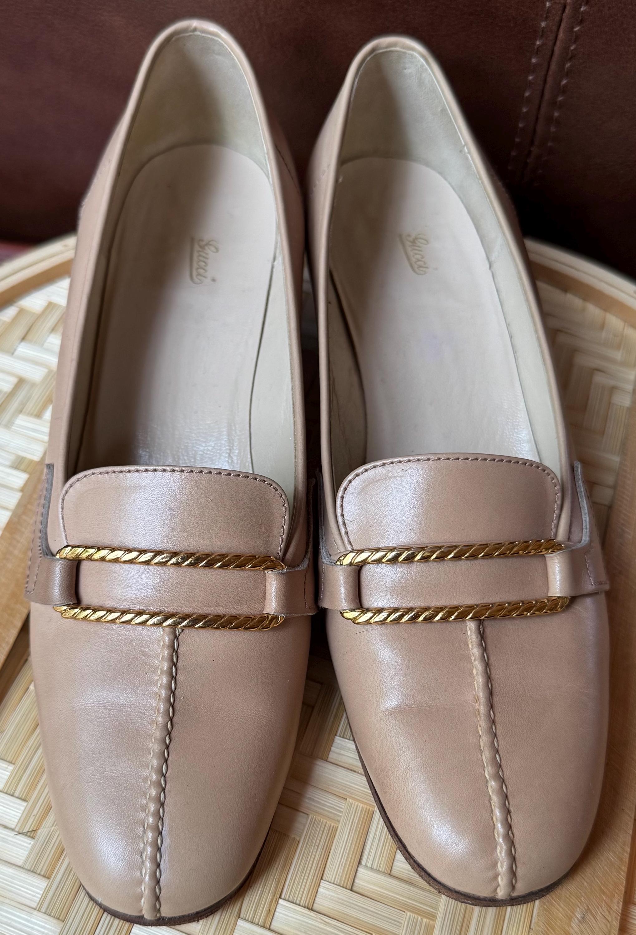 Gucci Brown and Tan Loafers with Gold Accents Gucci Loafers Brown - Etsy main image 2