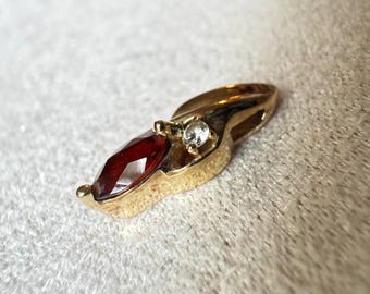 Vintage zierlicher Granat und 10k Gold Anhänger