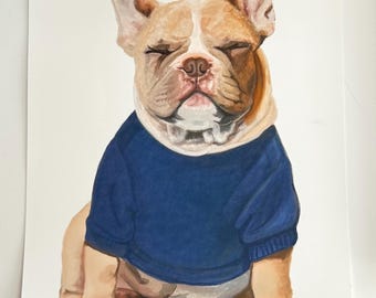 Giclee Französische Bulldogge Original Gemälde Druck