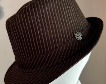 Vintage Goorin Bros Nadelstreifen Fedora mit Innenfutter aus Leder Schweißband Liner