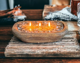 Fire Glass Dough Bowl Candles