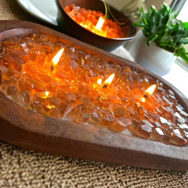 Wooden Dough bowl Candles | Hand poured Soy Candle | ECO Friendly| Gift | Fireglass