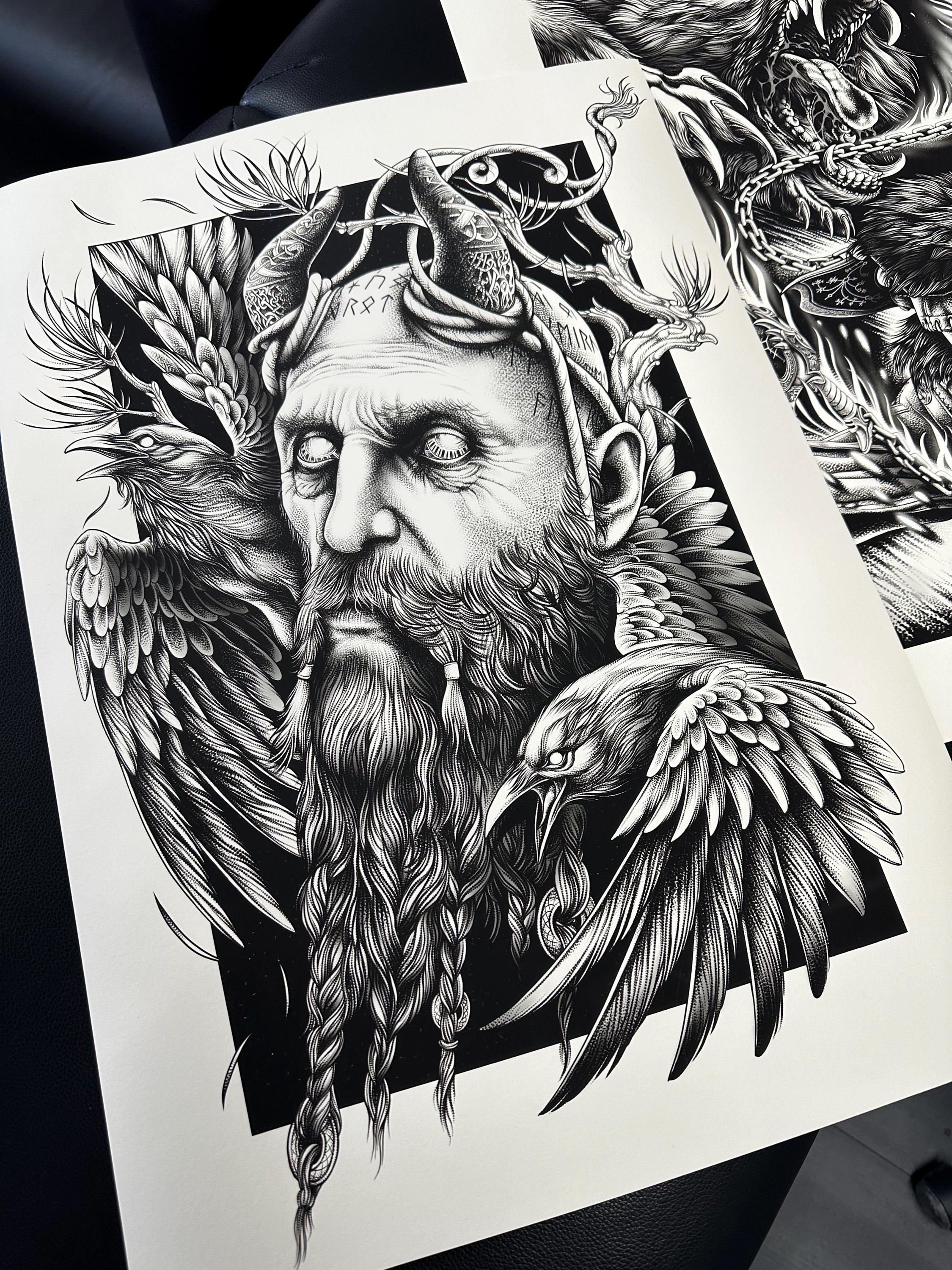 Mimir / God of War Ragnarok A2 Art Print, Kratos, Fenrir, Decoração de sala de jogos, Pôster de jogos, Videogame, Blades of Chaos