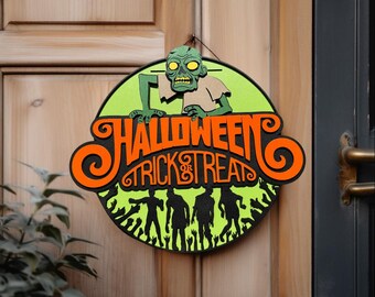 Zawieszka na drzwi na Halloween, upiorna dekoracja zombie