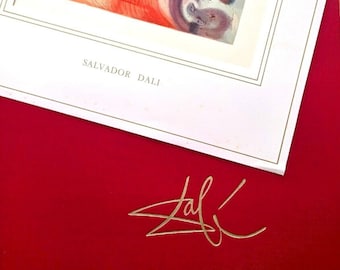 Savador DALI ‑ Original woodblock from Inferno, 1960 - Rare Portfolio Red with Gold Signature