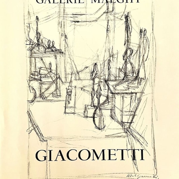 Alberto Giacometti (1901-1966) - Atelier '51 - Incroyable affiche lithographique signée dans la pierre