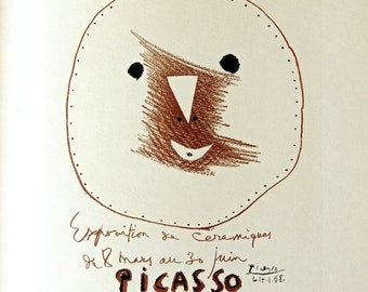 Pablo Picasso - Exposition de céramiques, 1958 - Belle lithographie originale signée et datée dans la pierre