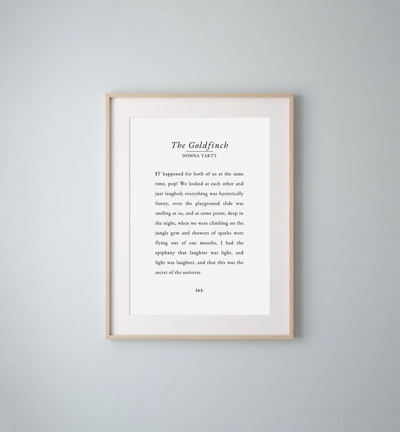 THE GOLDFINCH Printable Book Quote, Book Quote Art Prints, Book Decor
