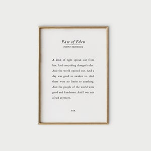 JOHN STEINBECK QUOTE Wall Art | East of Eden Poster | Book Page Print | Literary Art Print
