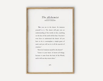 THE ALCHEMIST Listen to Your Heart Quote Wall Art, Black and White Poster, Paulo Coelho Quotes, Printable Wall Decor, Neutral Wall Print