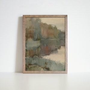 Lake Watercolor Print | Watercolor Abstract Painting | Landscape Art Printable | Fall Printable Wall Art
