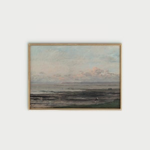 Summer Landscape Painting | Coastal Printable Wall Art | Vintage Pastel Oil Painting | Muted Landscape Art Print
