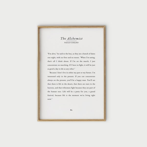 THE ALCHEMIST Quote Digital Download | Paulo Coelho Quote Poster | Printable Book Page | Literary Wall Art