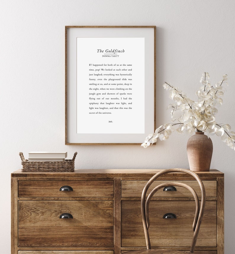 THE GOLDFINCH Printable Book Quote, Book Quote Art Prints, Book Decor