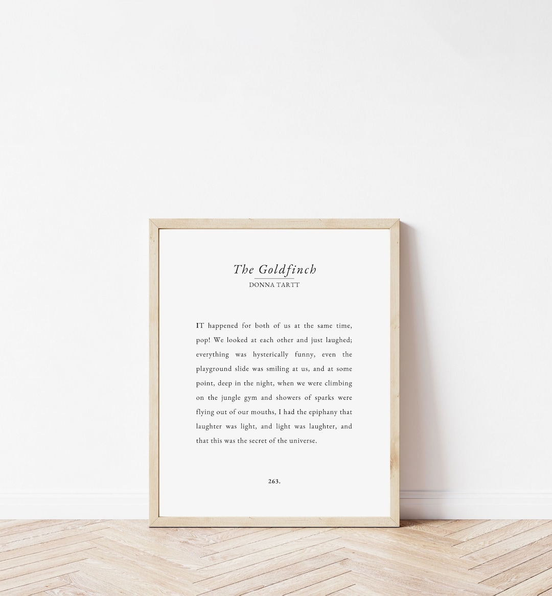 THE GOLDFINCH Printable Book Quote, Book Quote Art Prints, Book Decor
