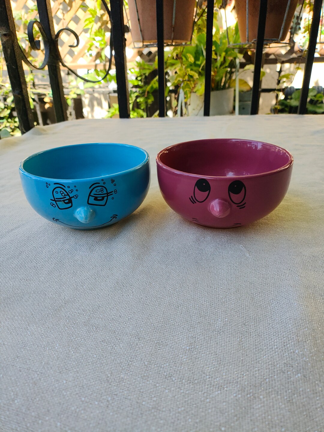 Set of 2 Livingware Collection 3D Funny Face Bowls Etsy