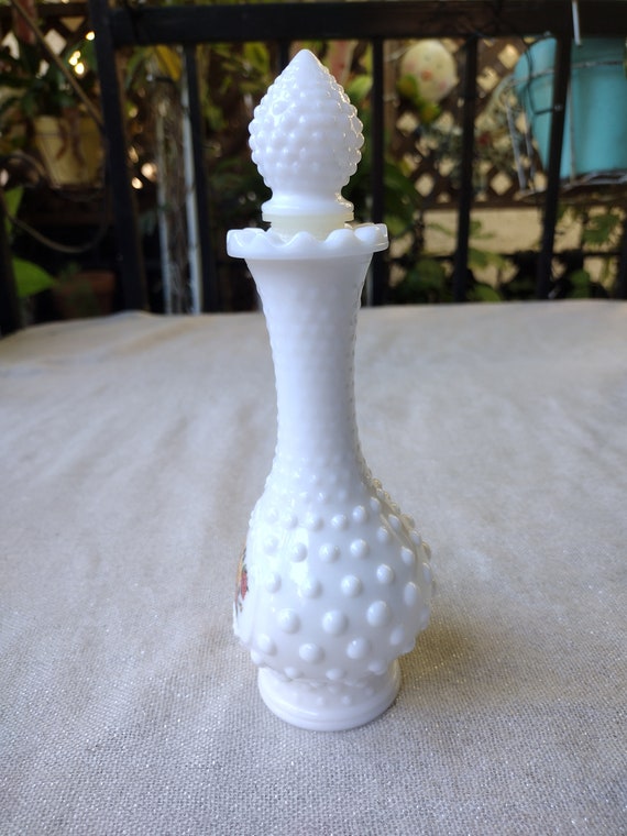 Vintage Avon White Milk Glass Hobnail Bottle - image 3