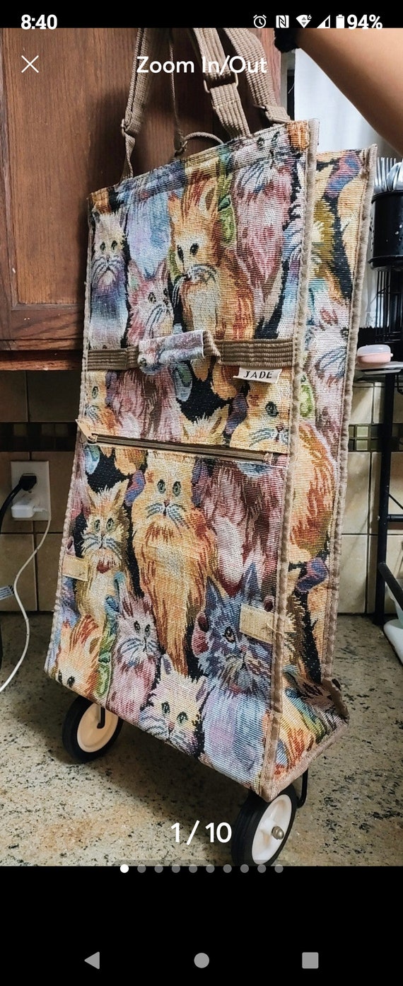Vintage JADE Travel Tapestry Rolling Luggage Bag