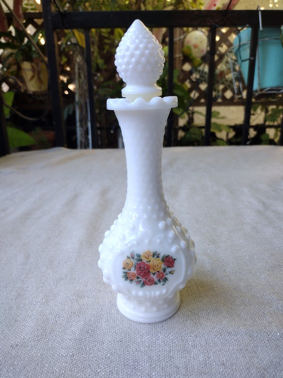 Vintage Avon White Milk Glass Hobnail Bottle