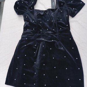 luxe possibilities black velvet pearl mini dress ASOS LUXE - Mini Dress - Women - Polyester/Spandex - 4 US