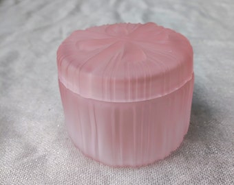 Pink Frosted Glass Trinket Jewelry Box
