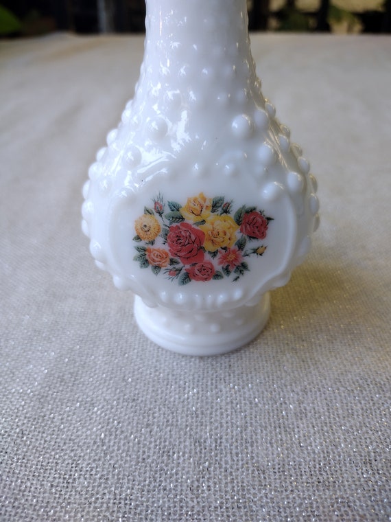 Vintage Avon White Milk Glass Hobnail Bottle - image 2