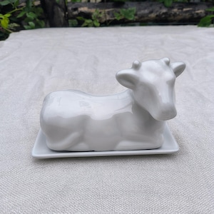 White Ceramic Cow Butter Dish