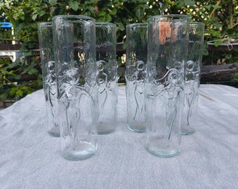 Set of 6 Vintage Libbey Glass Mid-Century "La Femme" Cocktail Tumblers