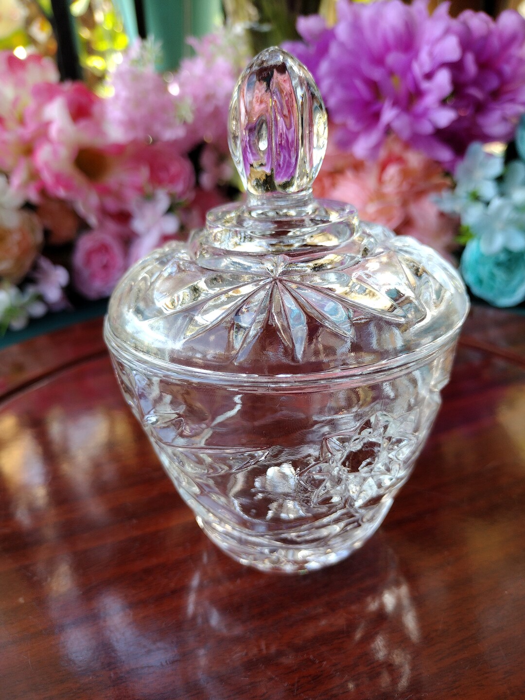 Vintage Glass Sugar Bowl & Lid Anchor Hocking Star of David Etsy