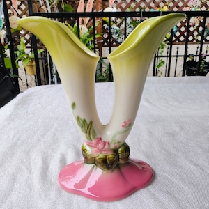 Vintage Hull Pottery Woodland Double Vase