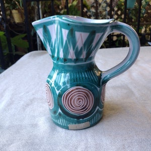 French Ceramic Pitcher in Green and Brown by Robert Picault for Vallauris