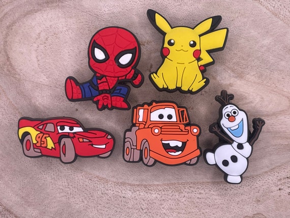 Spiderman, Mcqueen, Mater, Pikachu and Olaf Croc Charms for Croc