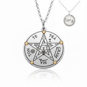 TETRAGRAMMATON Plata 925 y Sigilo de la Luna de Salomón Doble,el amuleto más Poderoso contra Brujería y Espíritus Malignos ,Exclusivo Único
