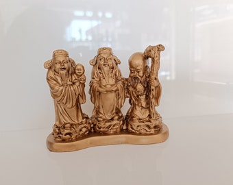 Chinese Gods of Fu Lu Shou figure in resin with size 90 x 120 x 40 mm (LUCK, PROSPERITY & LONGEVITY)