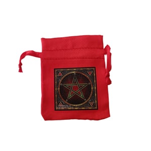 Red Silk Pentagram Bag to attract good luck, multiply money and protect amulets